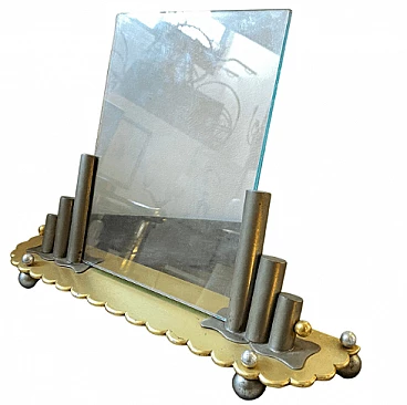 Art Deco glass, metal and brass photo frame, 1930s