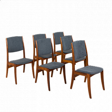 6 Chairs in rosewood and blue fabric by Skovby Møbelfabrik, 1960s