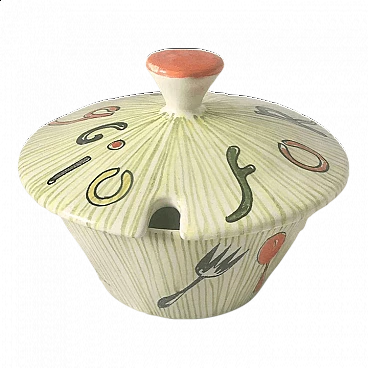 Formaggiera in ceramica dipinta di Rometti, anni '50