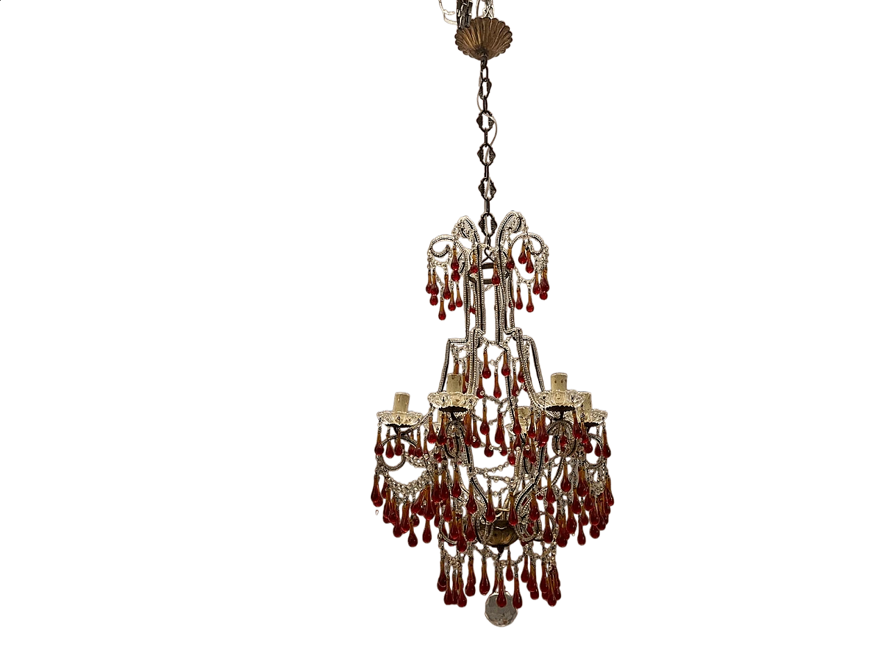 Bronze, crystal and Murano glass chandelier, 1950s 13
