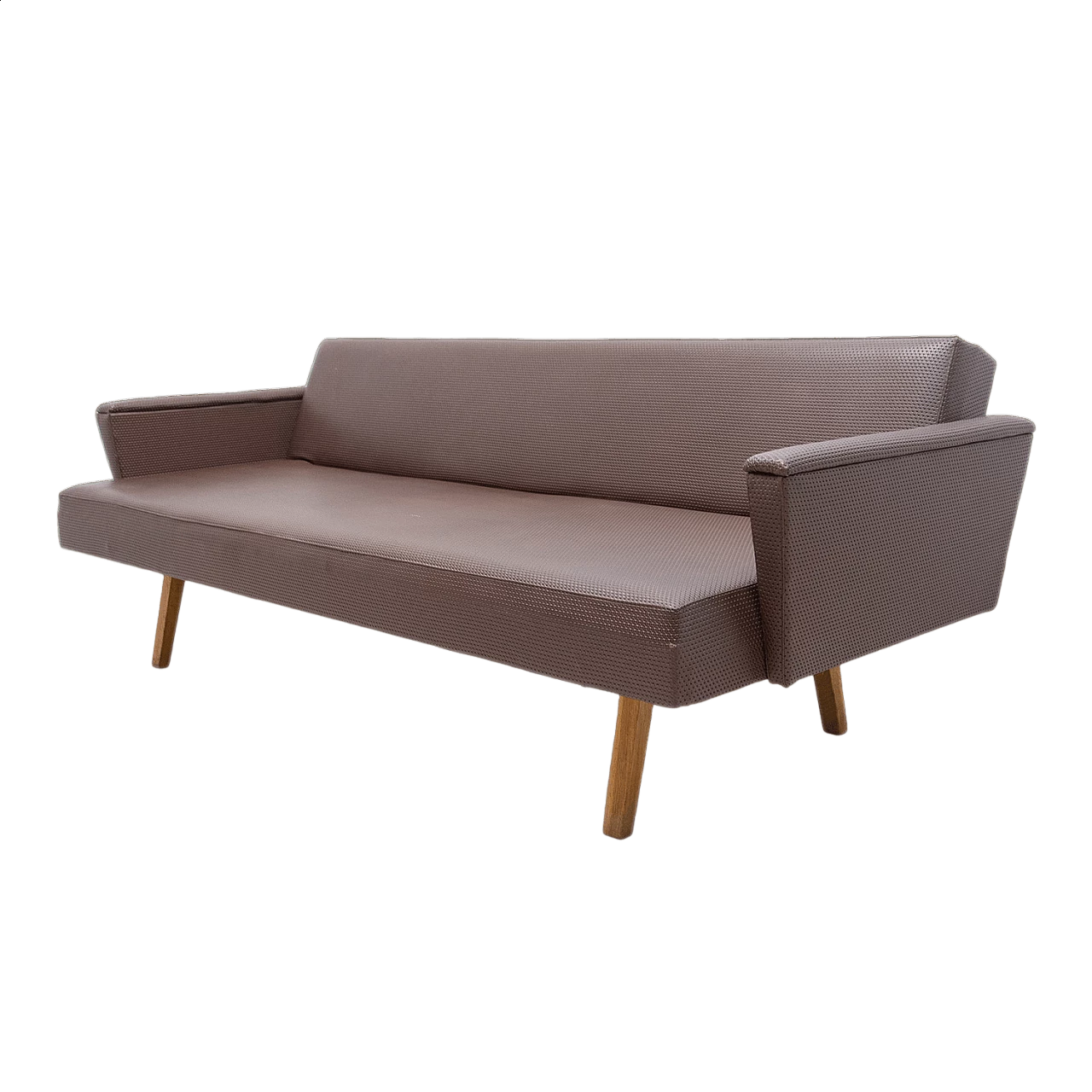 Divano letto pieghevole in tessuto e similpelle, anni '70 21