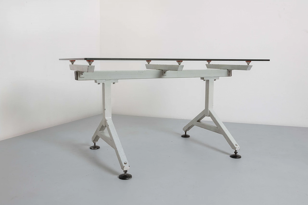 Metal table with crystal top, 1970s 1