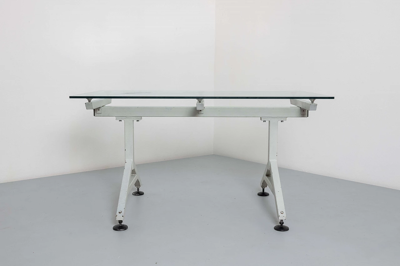 Metal table with crystal top, 1970s 4