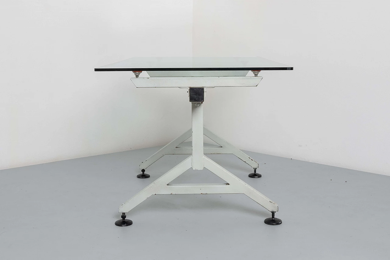 Metal table with crystal top, 1970s 5