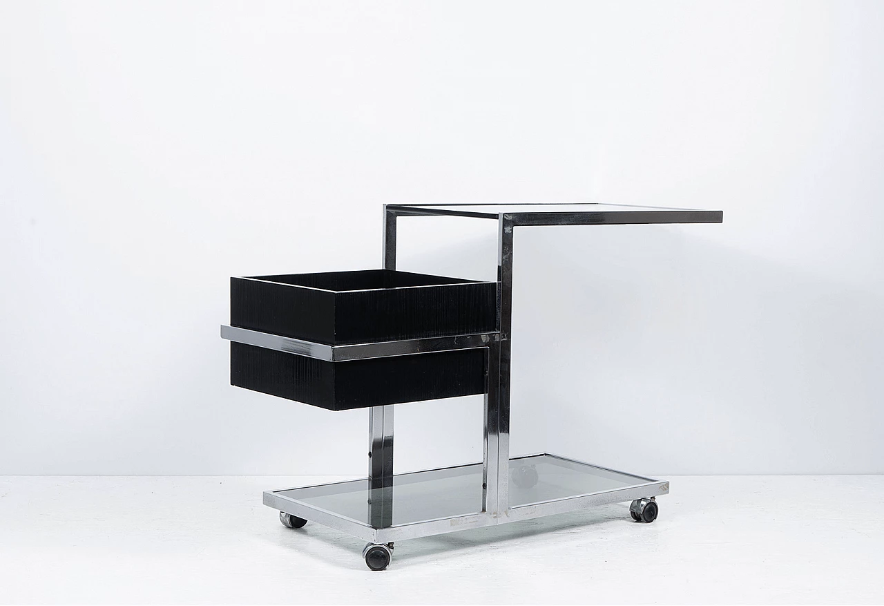 Metal and smoked glass cart, 1970s 1