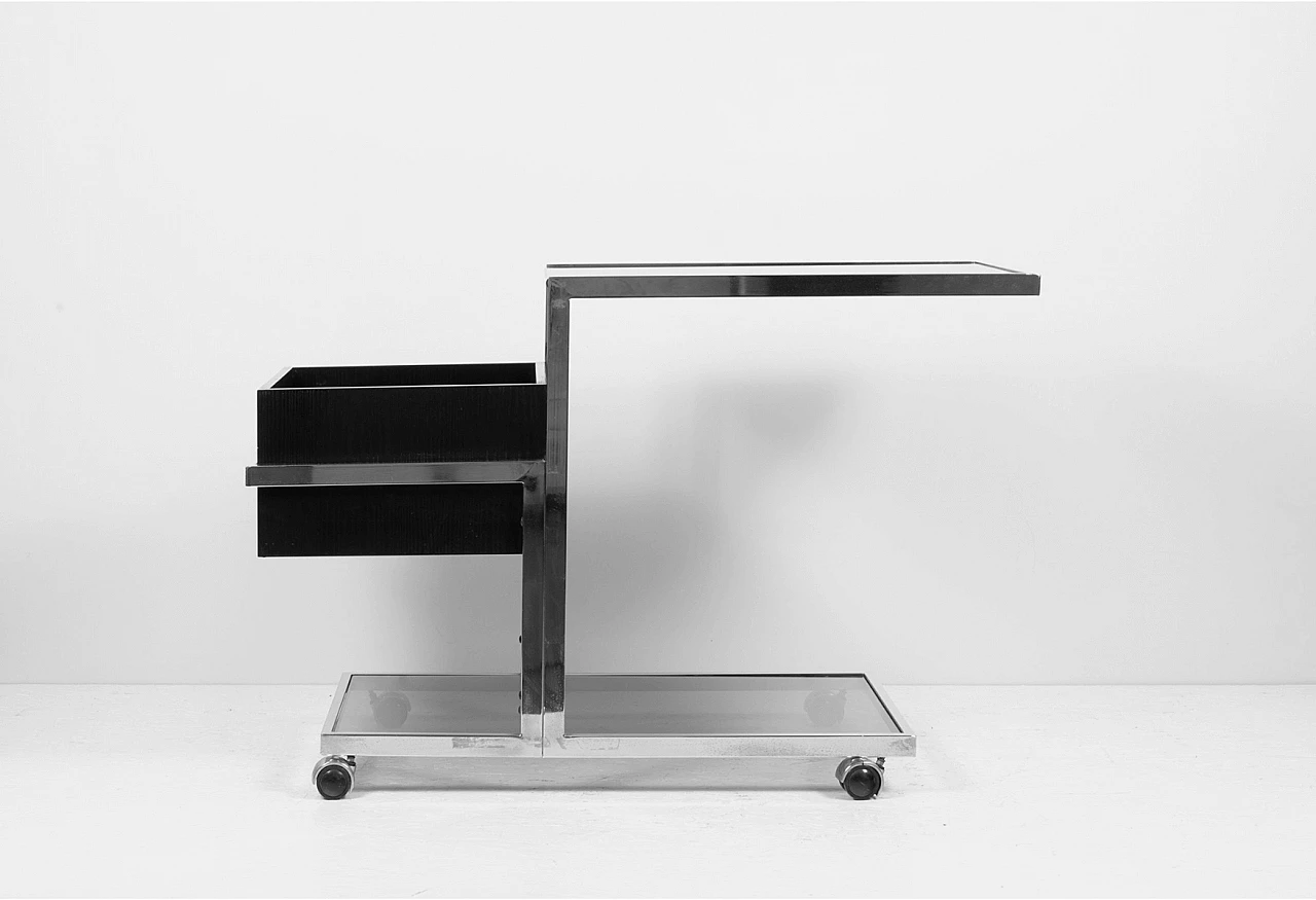 Metal and smoked glass cart, 1970s 2