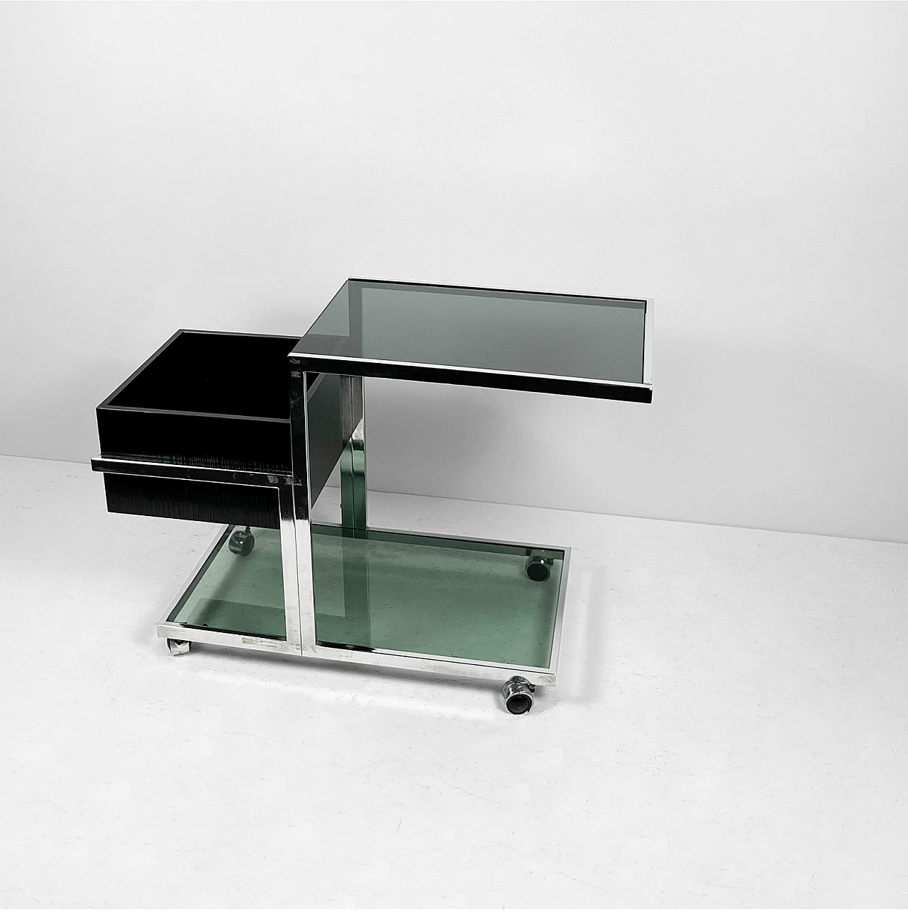 Metal and smoked glass cart, 1970s 3