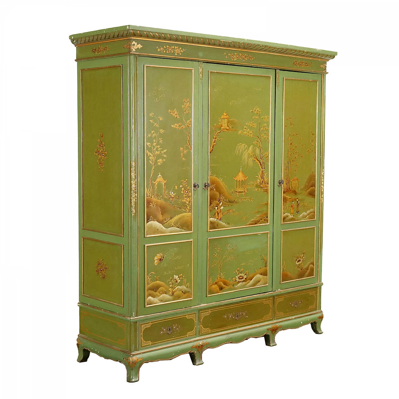Chinoiserie-style wooden wardrobe, 1950s 1