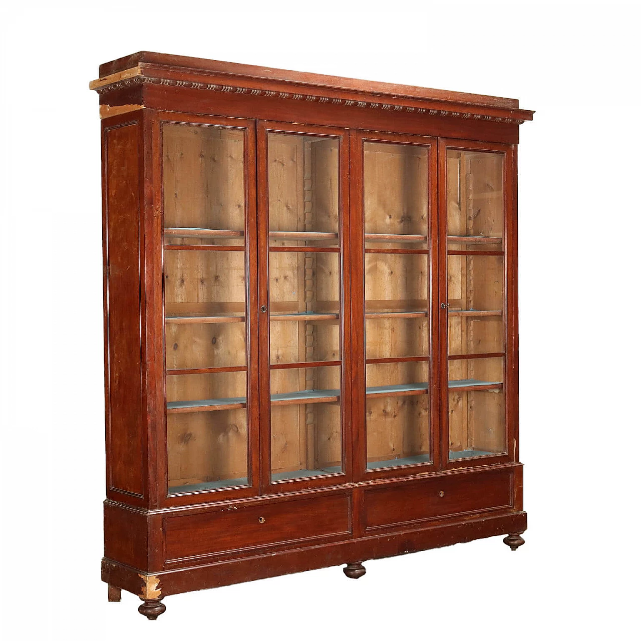 Art Nouveau mahogany bookcase with four doors, late 19th century 1