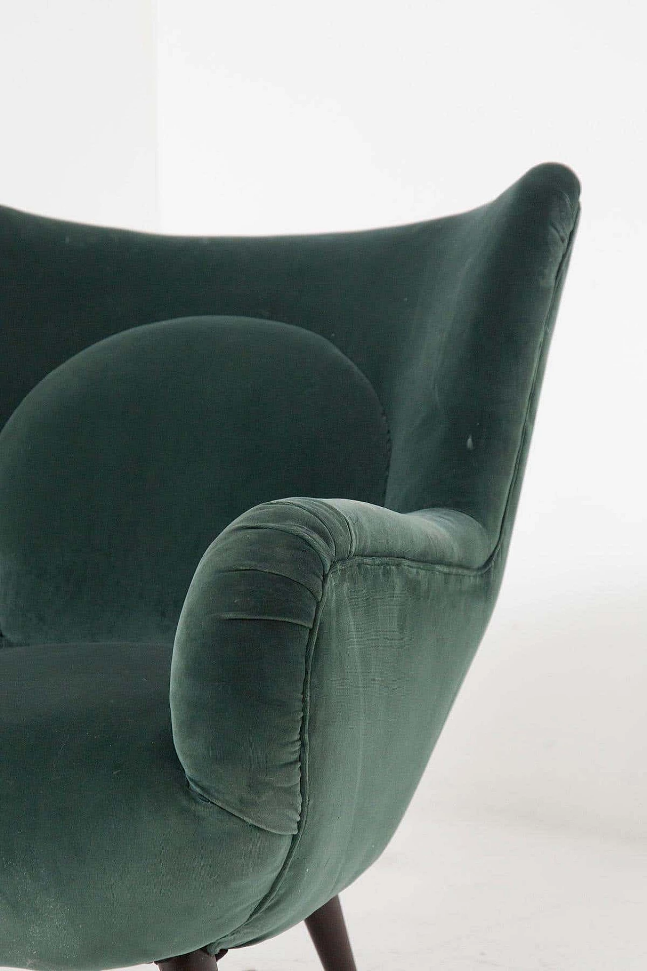 Velvet armchair by Carlo Mollino for Apelli and Varesio, 1950s 1