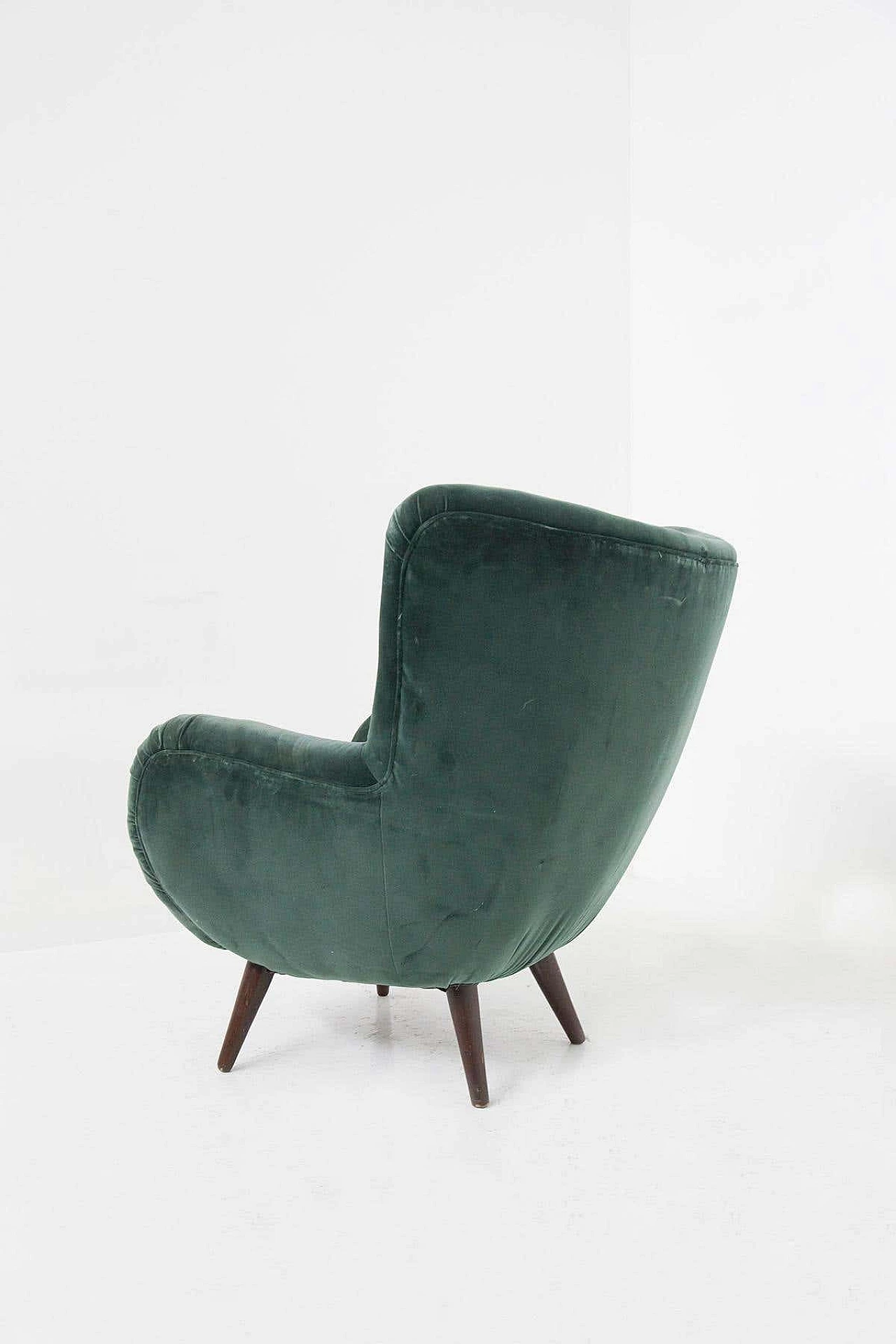 Velvet armchair by Carlo Mollino for Apelli and Varesio, 1950s 4