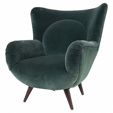 Velvet armchair by Carlo Mollino for Apelli and Varesio, 1950s
