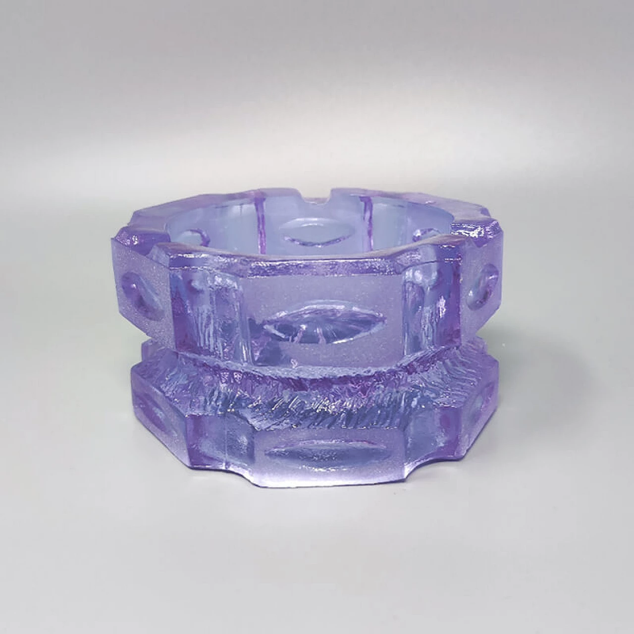 Accendino e posacenere in vetro di Murano viola di Antonio Imperatore, anni '70 4