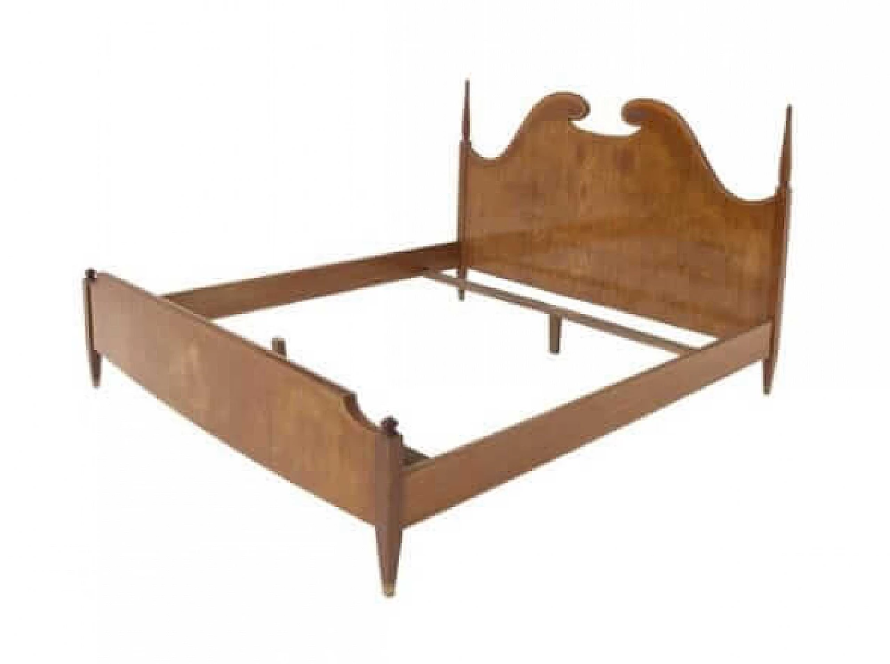 Wood double bed by Paolo Buffa, 1950s 2