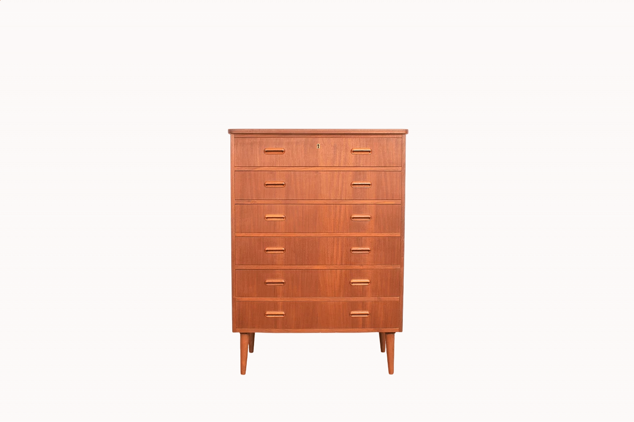 Norwegian teak chest of drawers with solid beech legs, 1960s 12