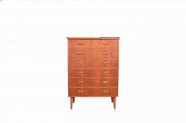 Norwegian teak chest of drawers with solid beech legs, 1960s