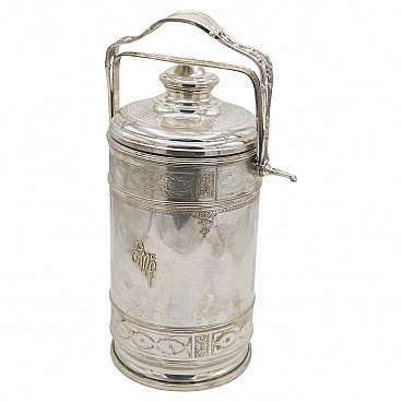 Sterling silver thermos flask with decorations for Cartier, early 20th century