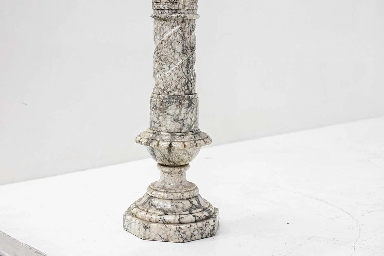 Sculpted grey marble column, 1940s 2