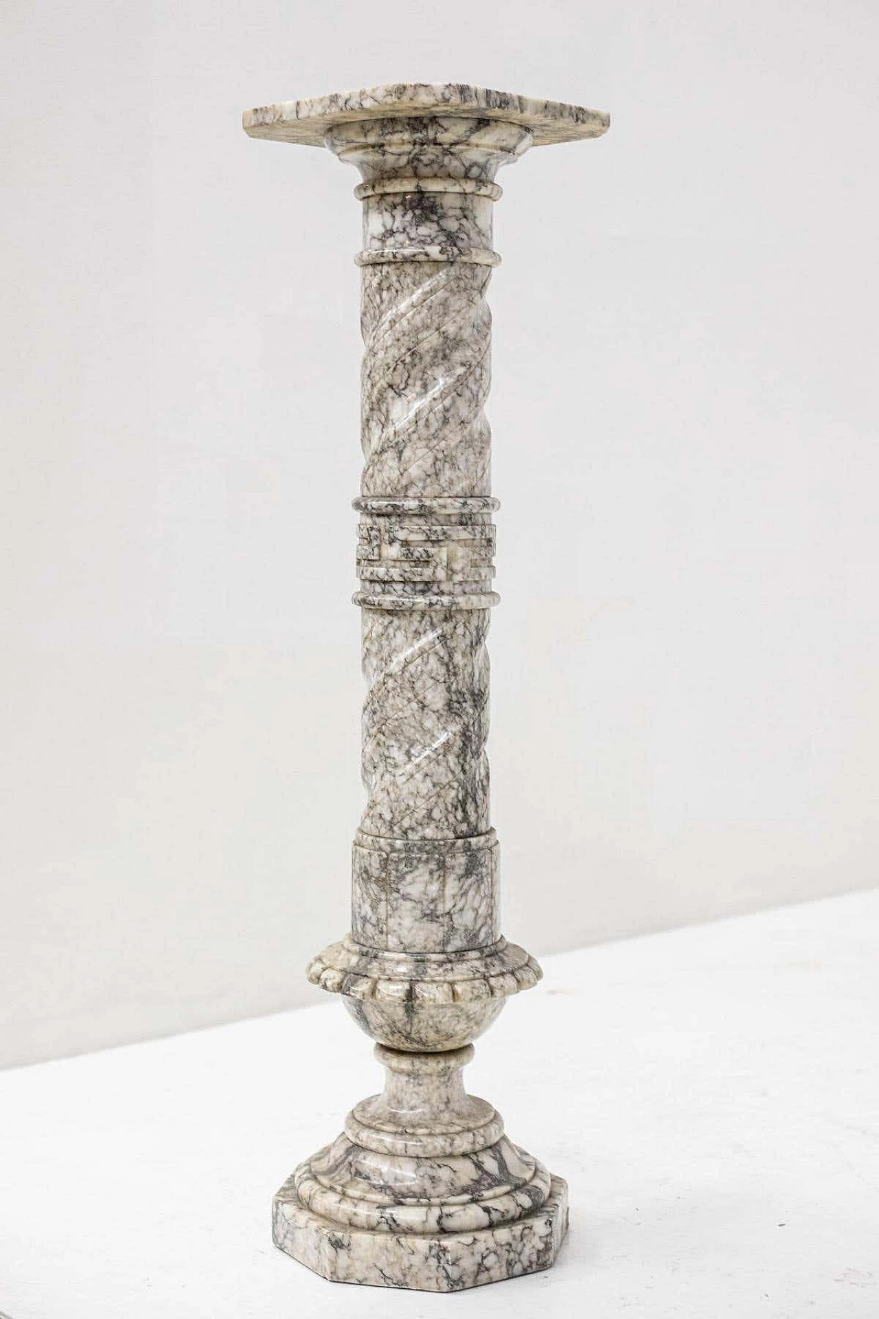 Sculpted grey marble column, 1940s 3
