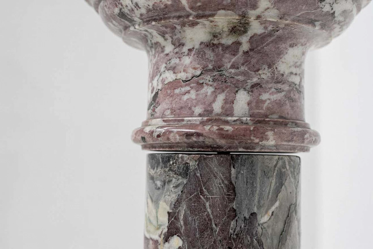 Colonna in marmo rosso e grigio, anni '40 3