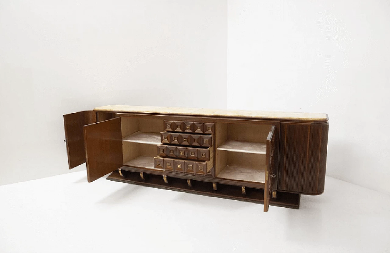 Credenza in legno con piano in marmo di Gino Rancati, anni '50 10