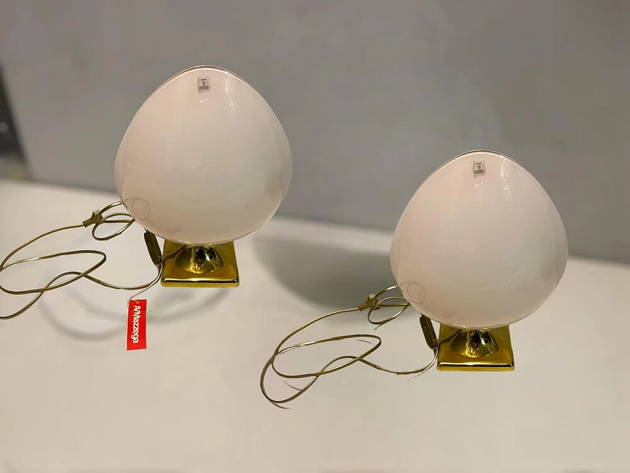 Coppia di lampade da tavolo in vetro di Murano di Mazzega, anni '70 1