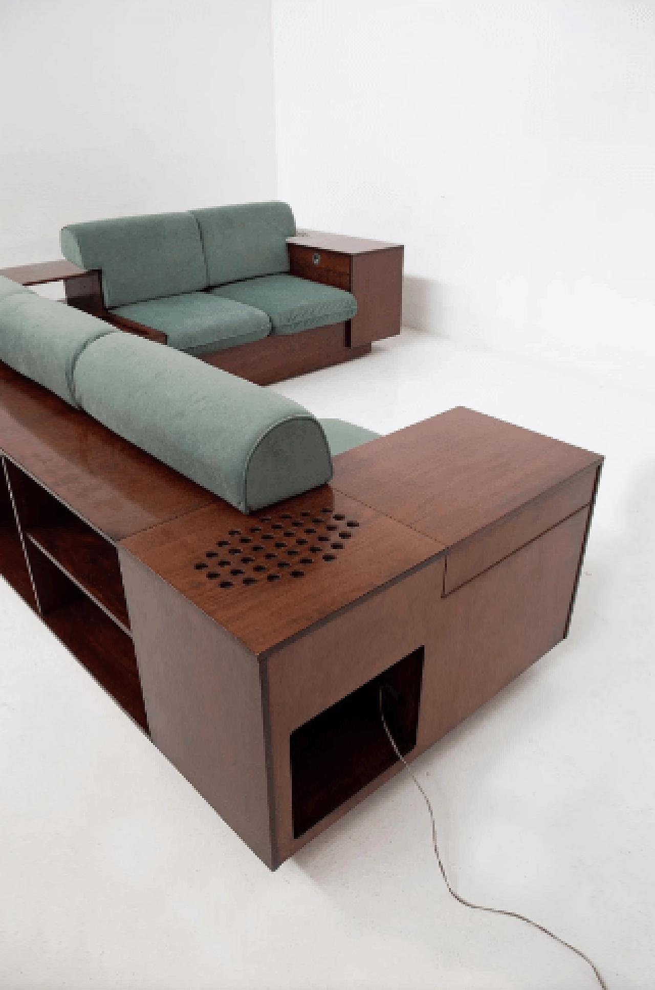 Sofa with speakers, record player and bar compartment by Bernini, 1970s 2