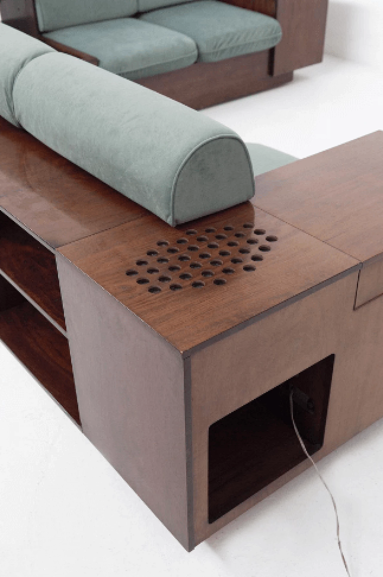 Sofa with speakers, record player and bar compartment by Bernini, 1970s 5