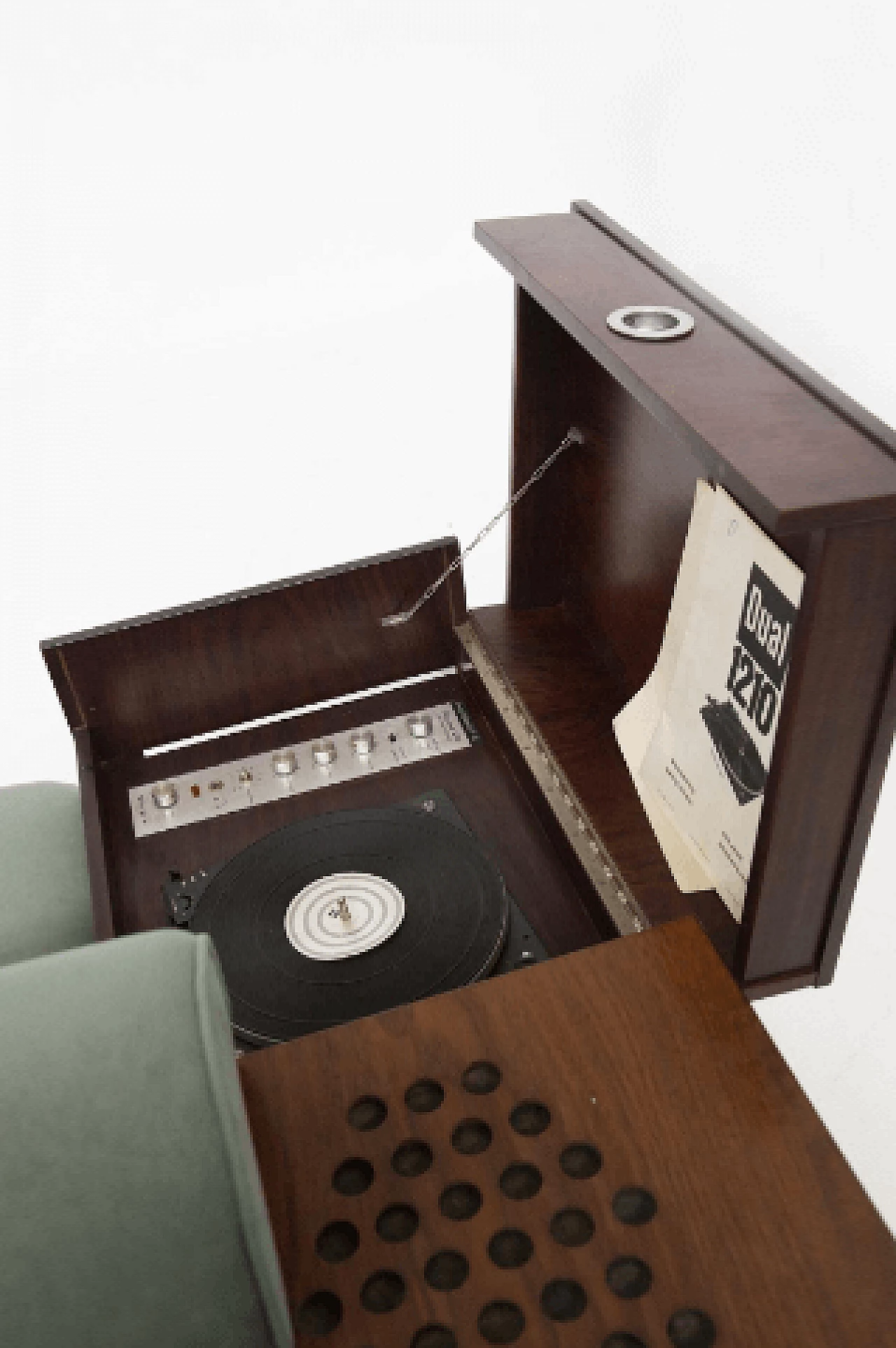 Sofa with speakers, record player and bar compartment by Bernini, 1970s 10