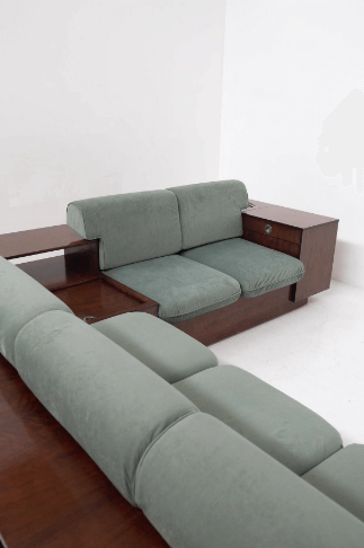 Sofa with speakers, record player and bar compartment by Bernini, 1970s 11