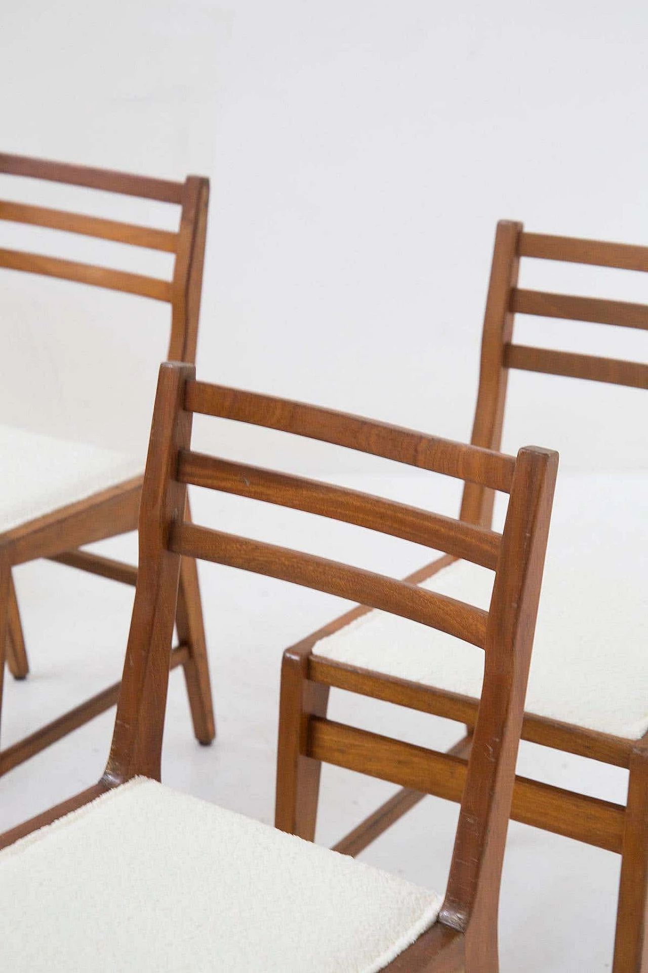 12 Wooden chairs with bouclé seat by Studio B.B.P.R, 1950s 3