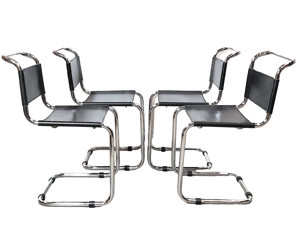 4 Space Age chairs with chromed metal tubular frame, 1970s 17
