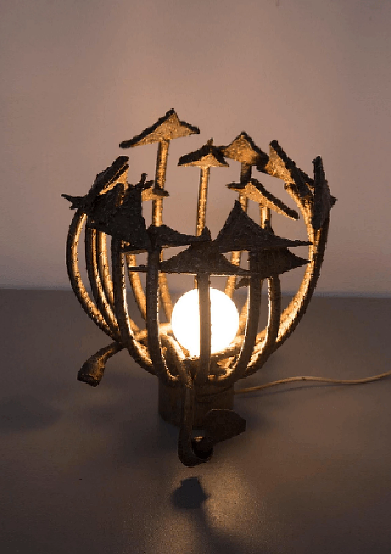 Wrought iron table lamp by Salvino Marsura, 1970s 3