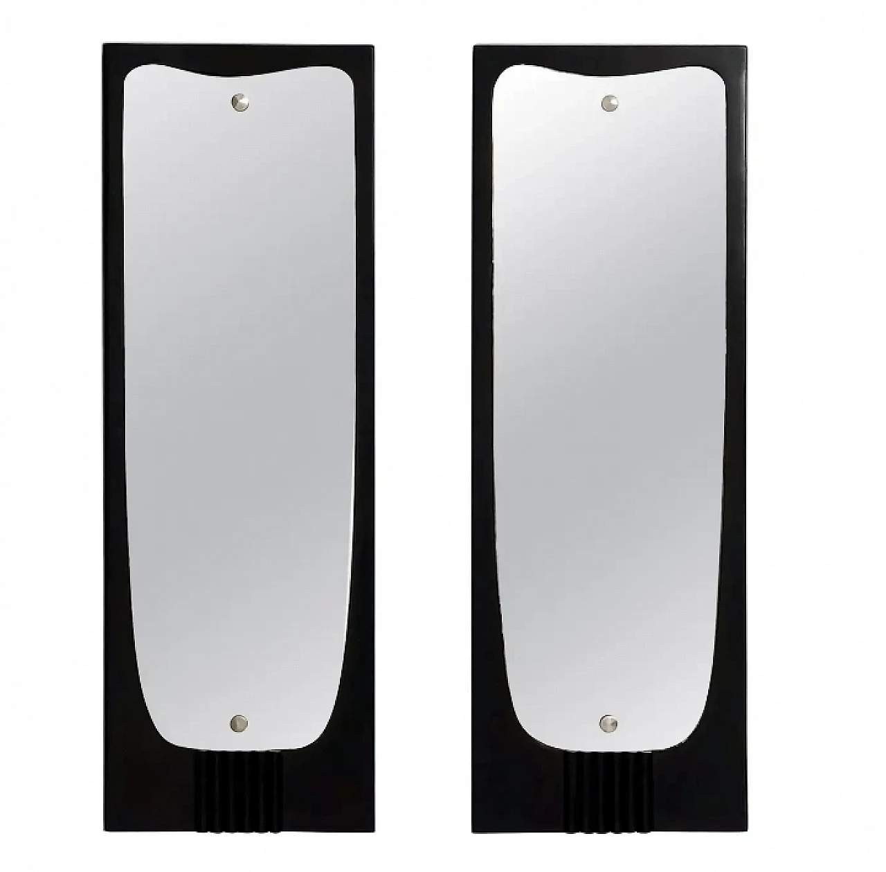 Pair of ebonised wooden wall mirrors attributable to Osvaldo Borsani, 1950s 1