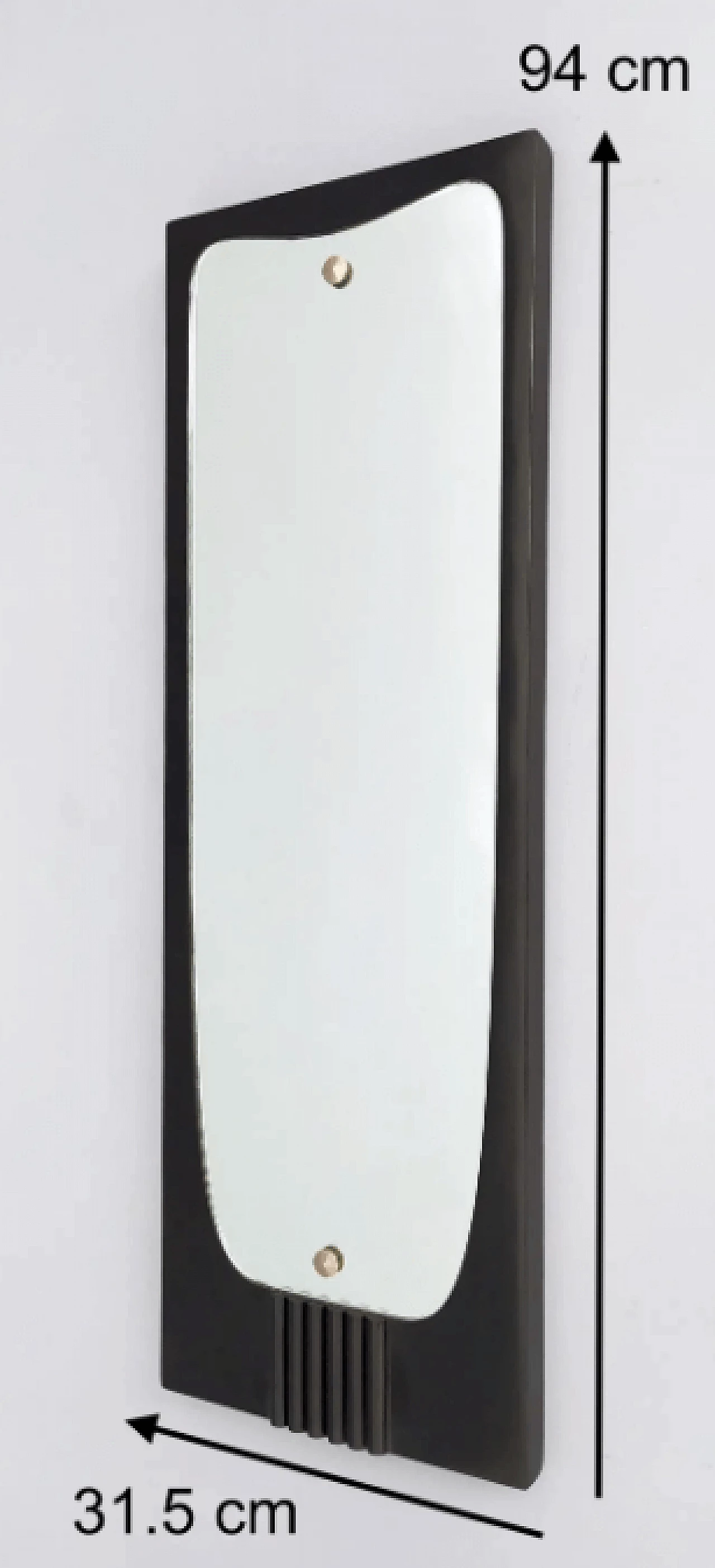 Pair of ebonised wooden wall mirrors attributable to Osvaldo Borsani, 1950s 10