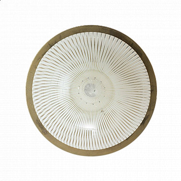 Ceiling lamp with volute Murano glass shade and brass base, 1960s