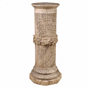 Sculpted and chiselled alabaster column, 1930s