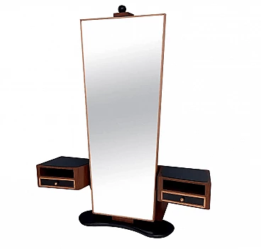 Wooden entrance mirror with glass tops, 1950s