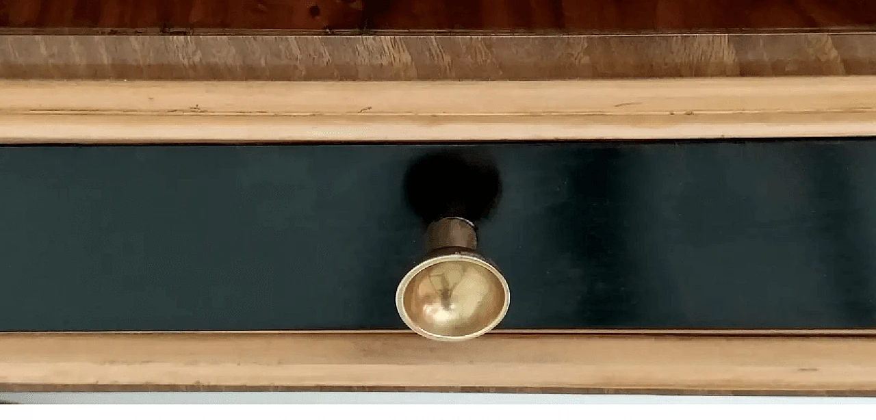 Specchio d'ingresso in legno con piani in vetro, anni '50 9