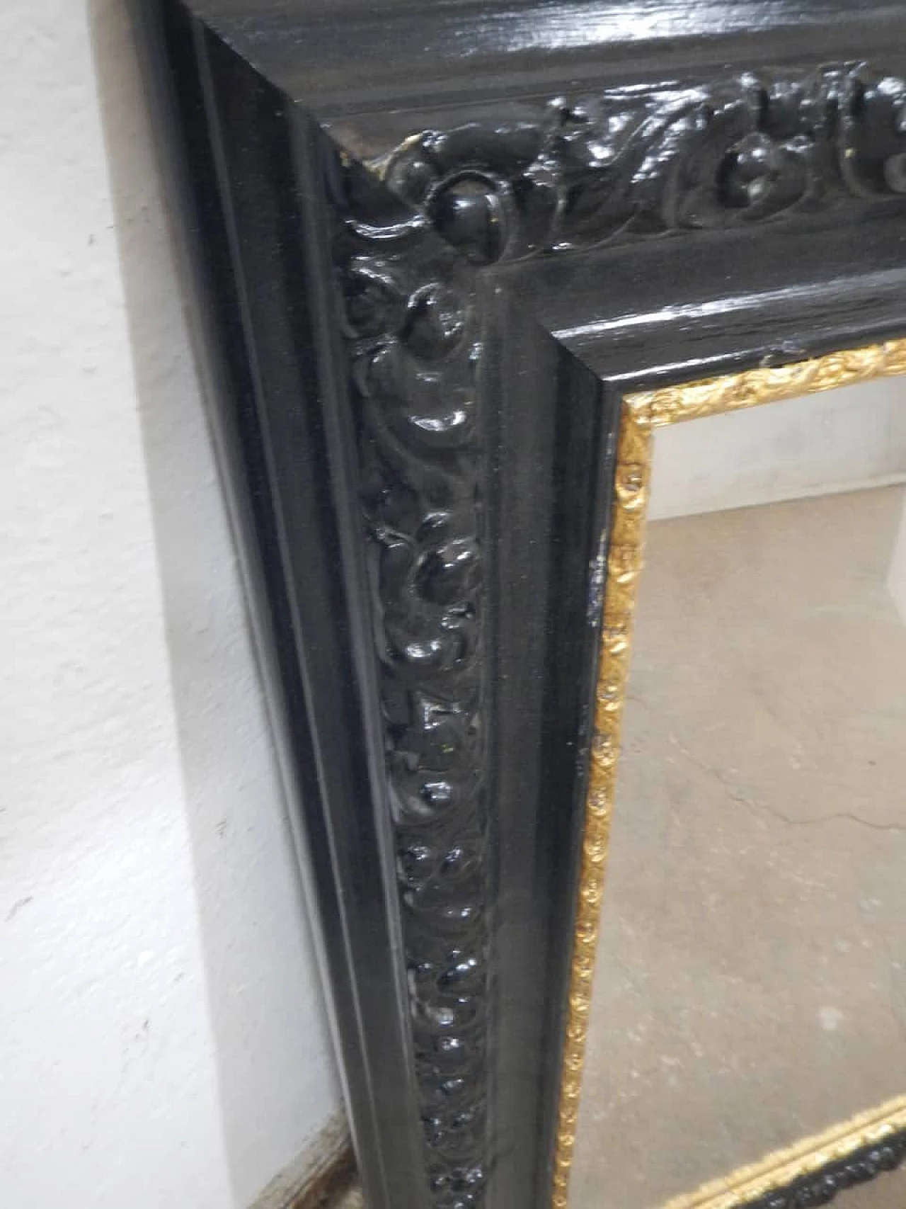 Specchio con cornice in legno di tiglio tinto, anni '80 8