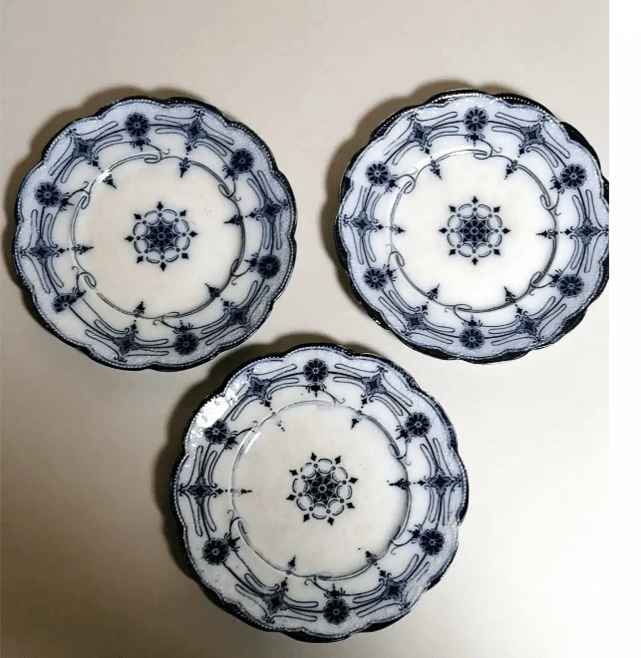 10 Piatti da dessert Burleigh con decorazione transferware blu, primo '900 4