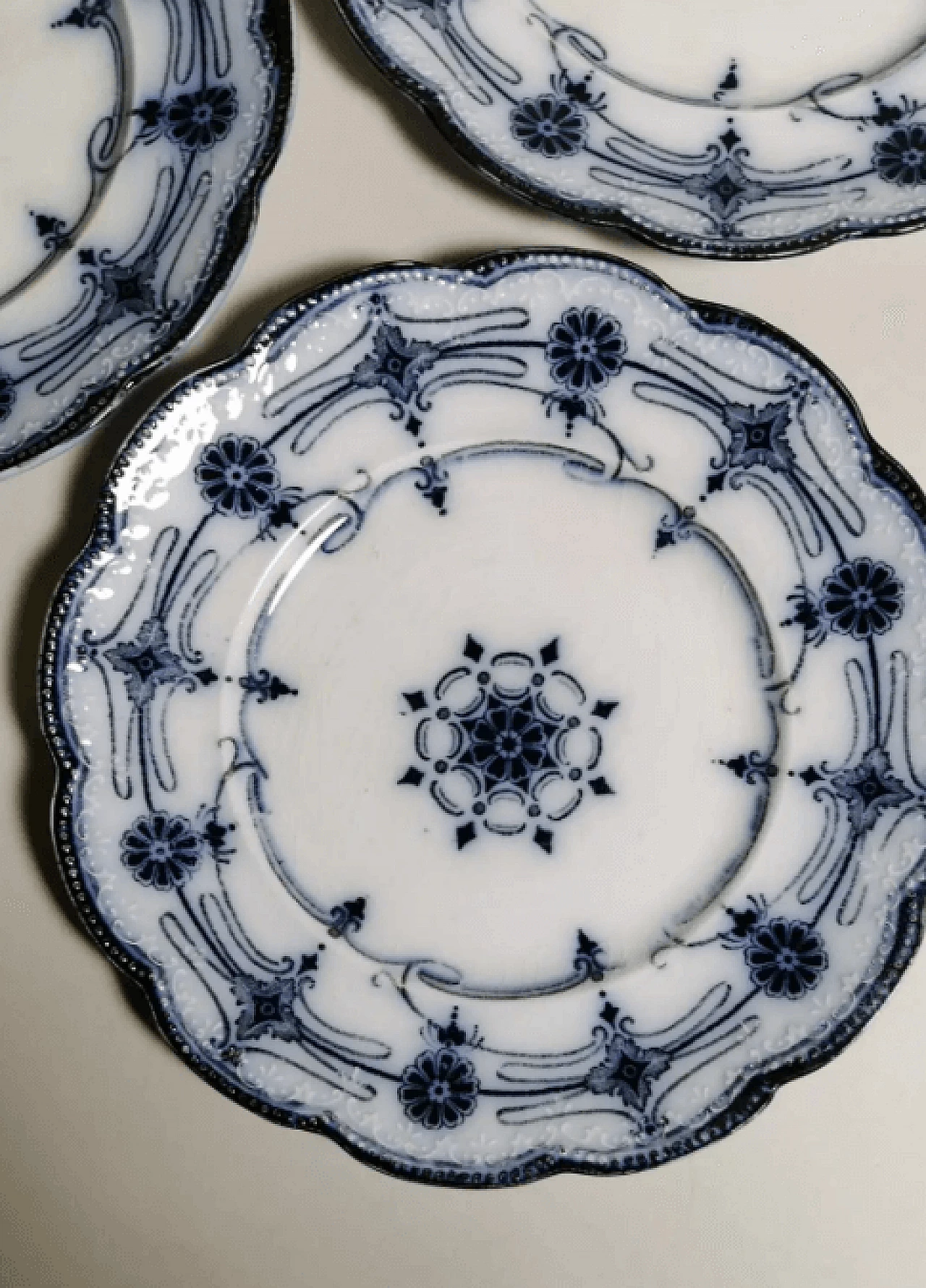 10 Piatti da dessert Burleigh con decorazione transferware blu, primo '900 5
