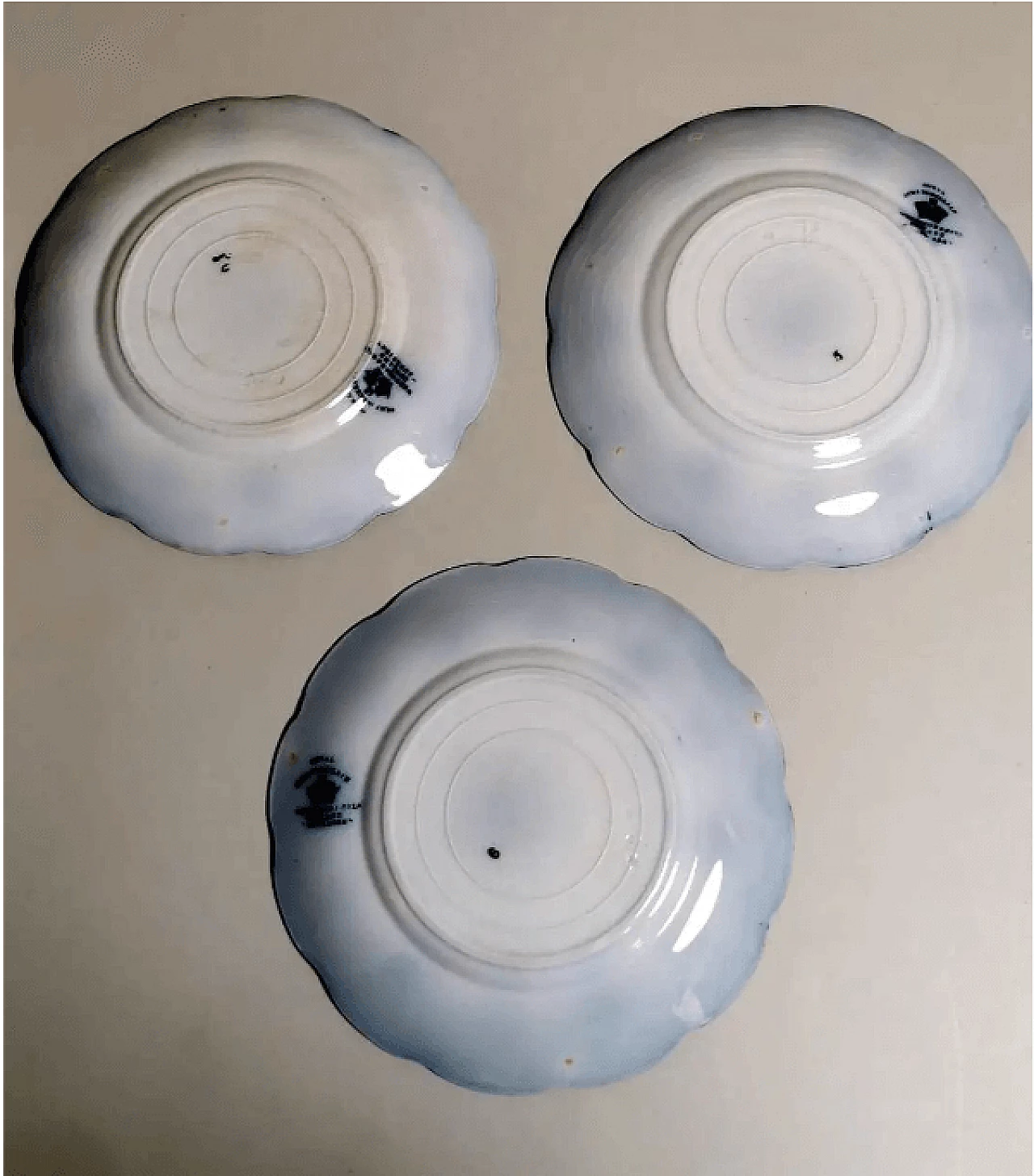 10 Piatti da dessert Burleigh con decorazione transferware blu, primo '900 6