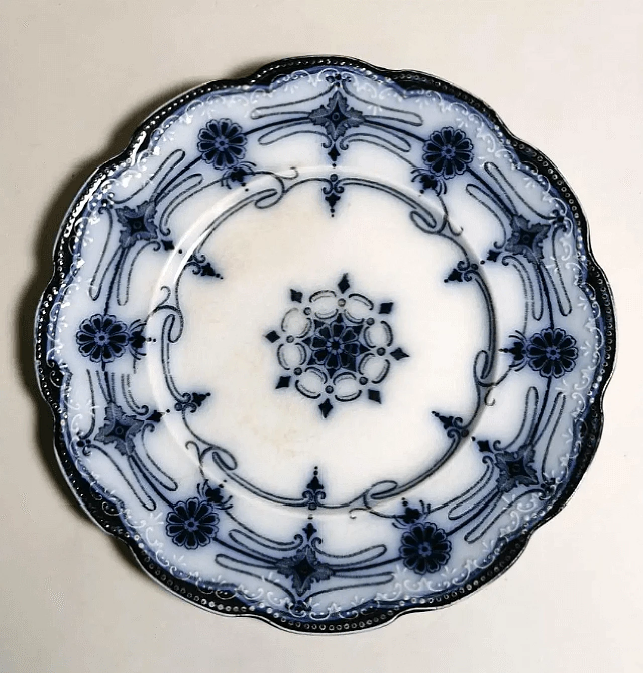 10 Piatti da dessert Burleigh con decorazione transferware blu, primo '900 7