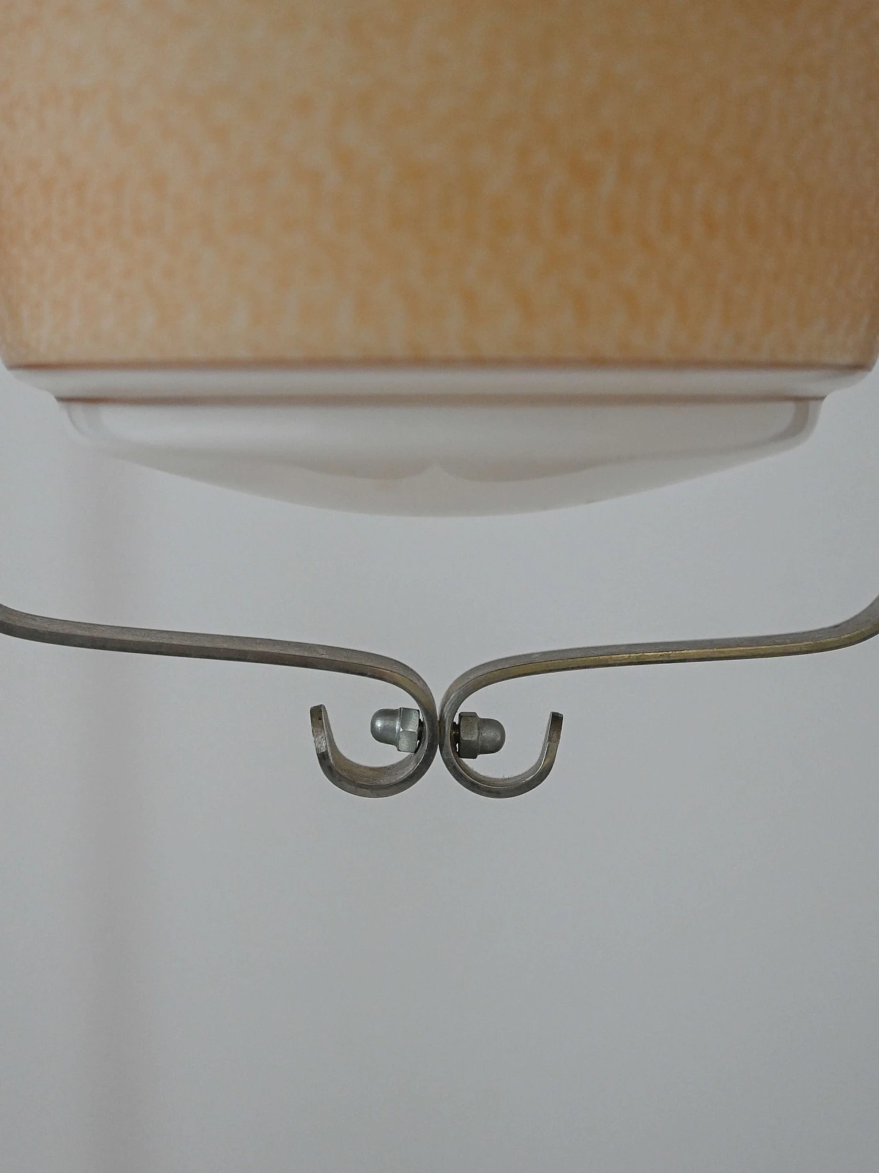 Lampadario in metallo con paralume in vetro dipinto, anni '30 4