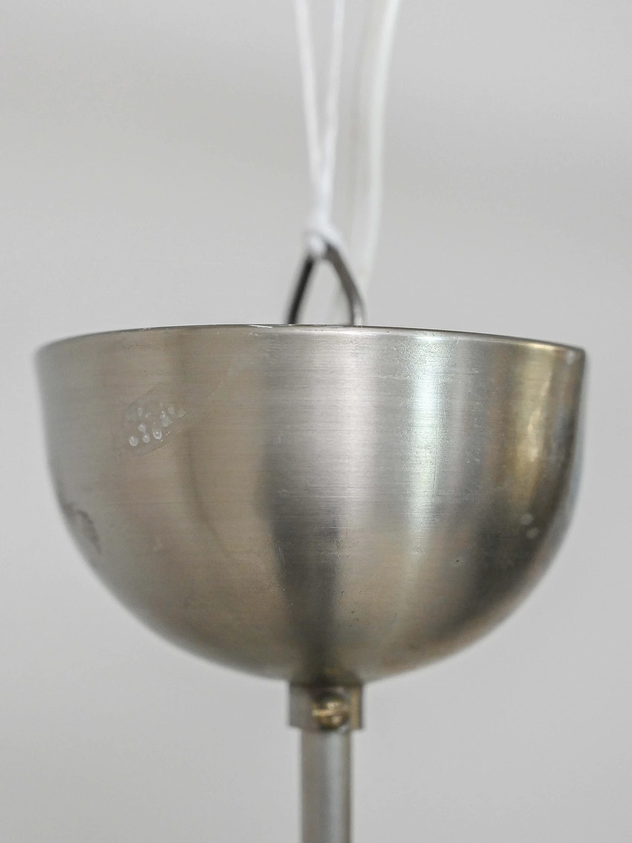 Lampadario in metallo con paralume in vetro dipinto, anni '30 8