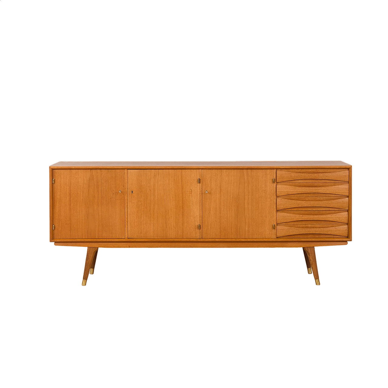 Scandinavian teak sideboard with 5 drawers by Sven Andersen, 1960s 22