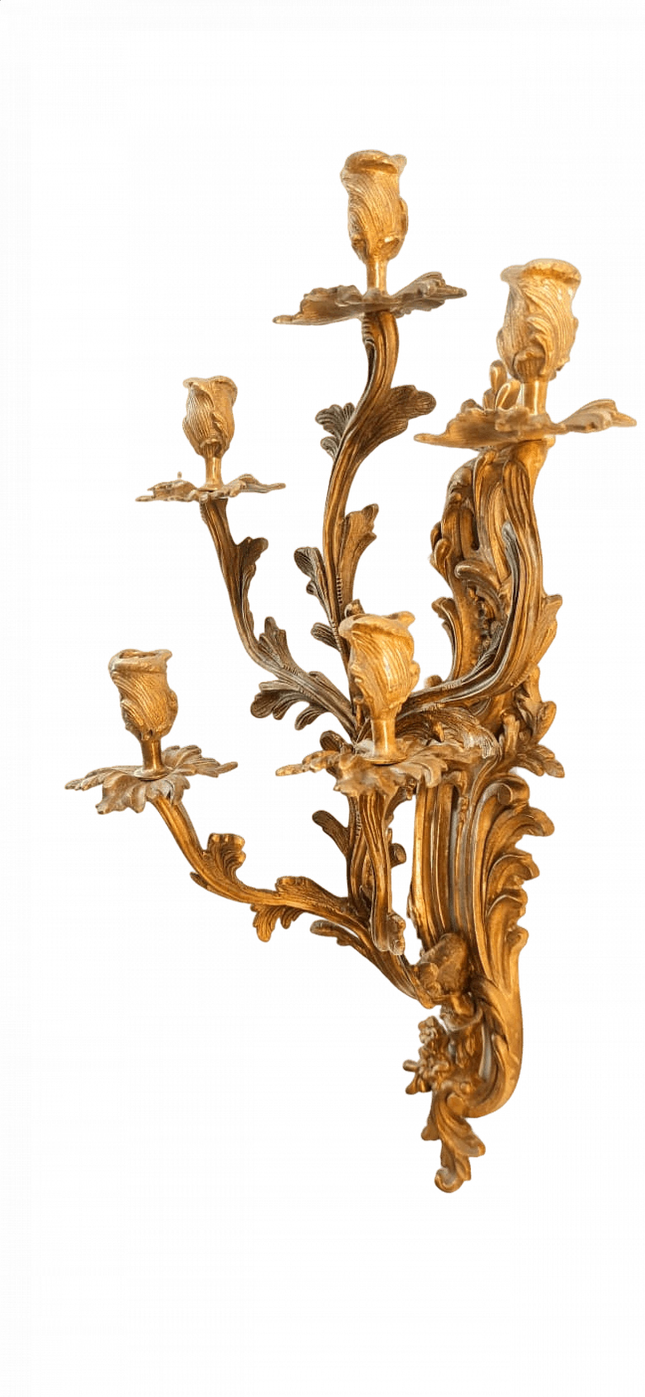 Brass candle holder with leaf decoration, 1940s 13