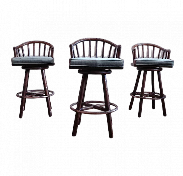 3 Rattan stools by Hans Kaufeld / McGuire, 1970s