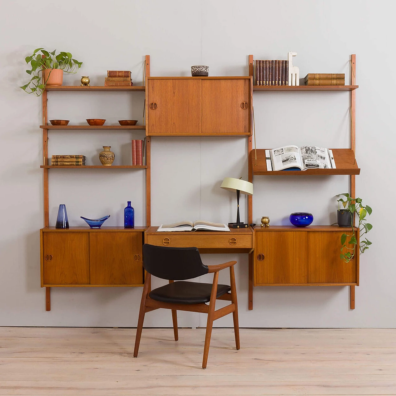 Libreria modulare in teak nello stile di Poul Cadovius, anni '60 1